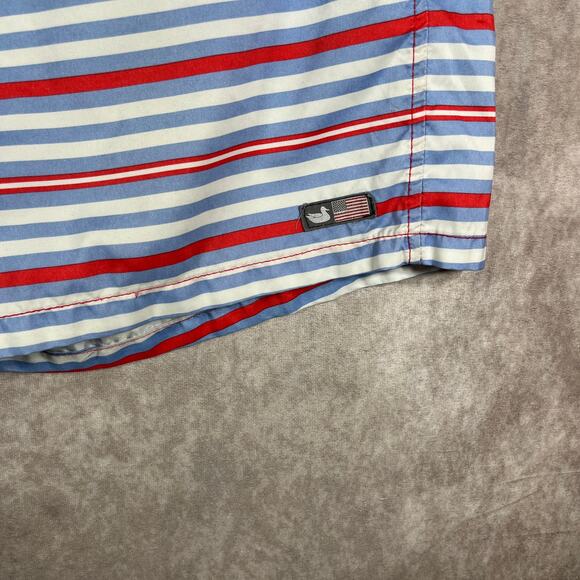 Southern Marsh Swim Shorts Trunks Mens Medium Blue Red Striped Drawstring - Picture 3 of 10